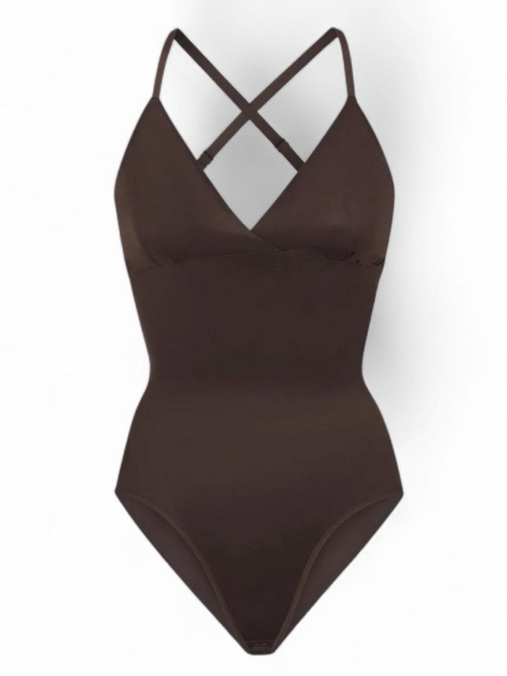 Skims chocolate brown barely there shapewear bodysuit brief with snaps